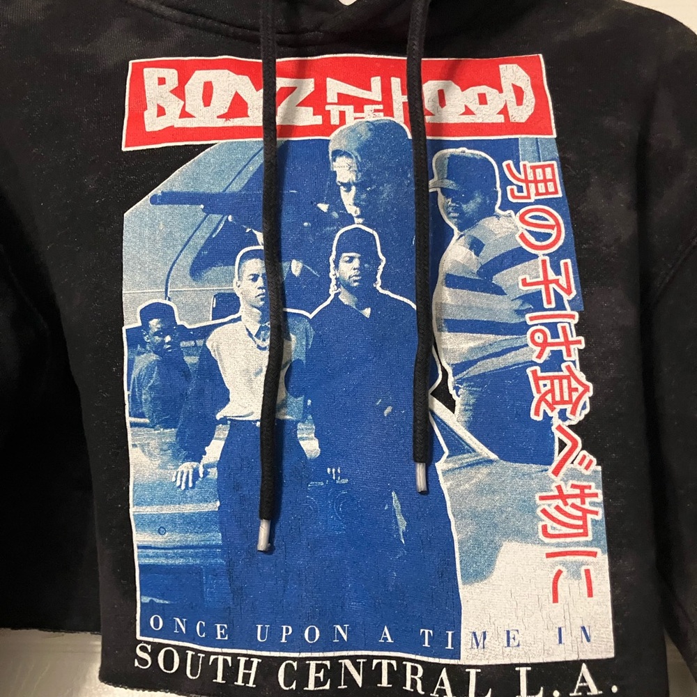 Boyz in the Hood Women’s XS Black Crop Top Hoodie - Picture 2 of 3